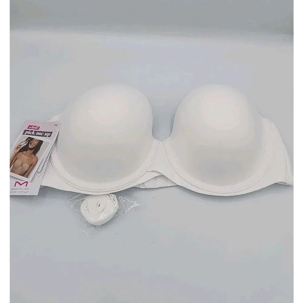 Maidenform Strapless Lift Bra Womens Size 34C White Push Up Underwire Padded